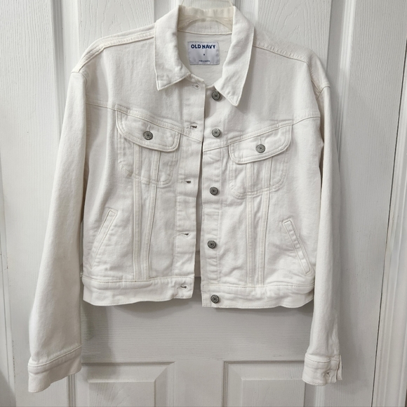 NWOT Old Navy Women's Cropped Trucker Jacket, Color: Off-White, Size: S - Picture 2 of 7